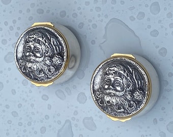 Buccellati Sterling Silver Gilt Santa Christmas Pill Box (68 g / ea)