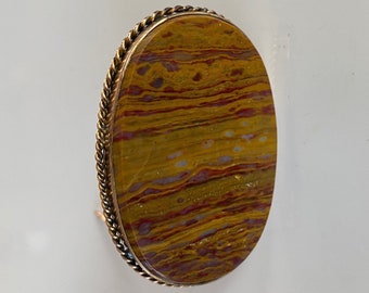 1850 Gold (24.5 grams) Brooch California Lavic Jasper and 20K Rose and Yellow Gold 40mmx58mm (1.6" x 2.25")