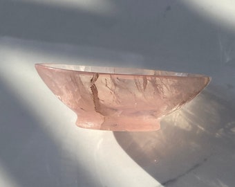 c. Qing Dynasty Carved Chinese Rose Quartz Stone Carved Bowl