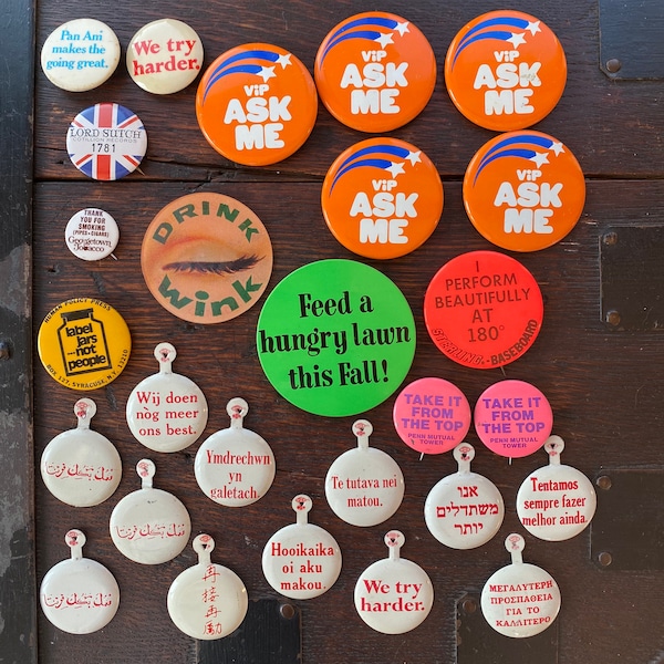 Assorted Promotional Advertising Buttons - Choose One or More