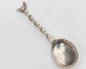 17th Century Scandinavian Silver Tablespoon with Rattail and Figural Angel Terminal