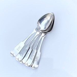 1850-70 Isaac Garrison Pittsburgh Coin Silver Teaspoon Set (6) Monogram &#39;GWM&#39;