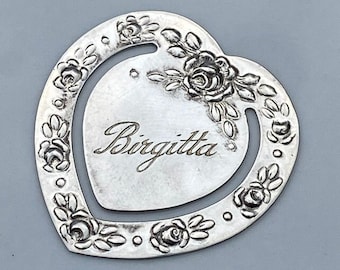 Swedish Sterling Silver Heart Shaped Bookmark 'Birgitta' by Gewe