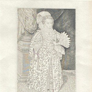 1833 Engraving of Queen Elizabeth in her 11th Year by T. King