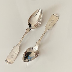 1865 Joseph Seymour & Co. Syracuse Coin Silver Teaspoon Pair 'PREMIUM'