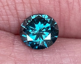 1.20 Ct Round Brilliant Cut Blue Diamond (Enhanced) (~4mm x ~6.75mm)