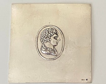 A Miniature Portrait in Silver of Charles XIV John after Jacob Tostrup (3.25" x 3.25")