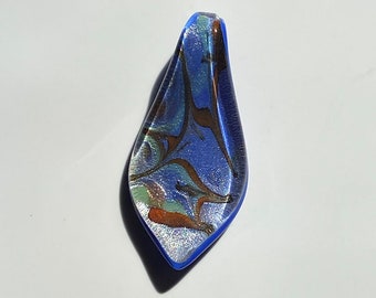 Vintage Handblown Dichroic Glass Pendant Blue and Green