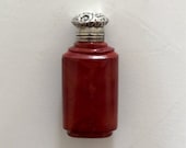 1840 French Red Lithyalin Glass Perfume Bottle with Sterling Silver Fittings