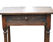 1725 William and Mary English Carved Oak Side Table