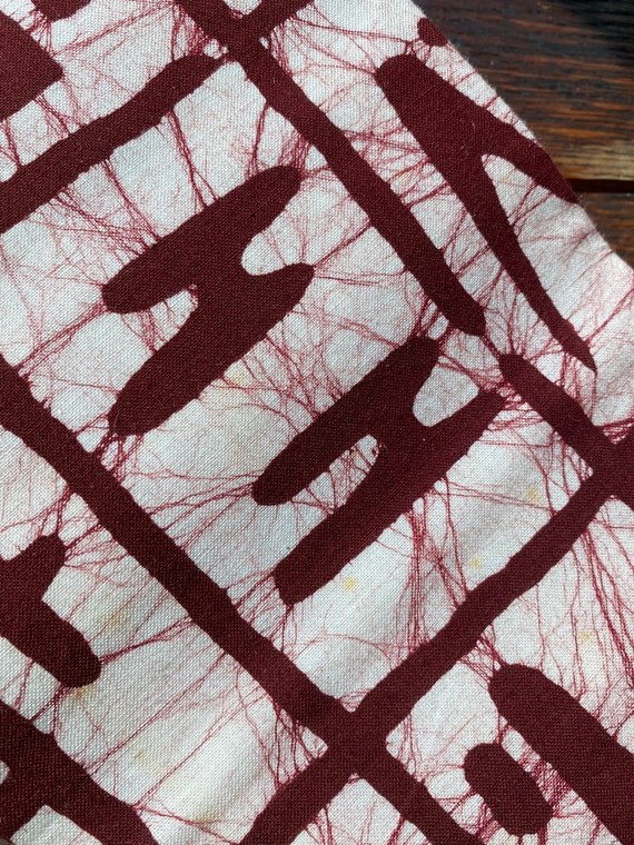 Japanese Wax Batik Cotton Obi or Sash in Burgundy… - image 8