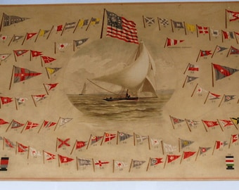 1884 Frederick Cozzens Chromolithograph of Signal Flags from American Yachts