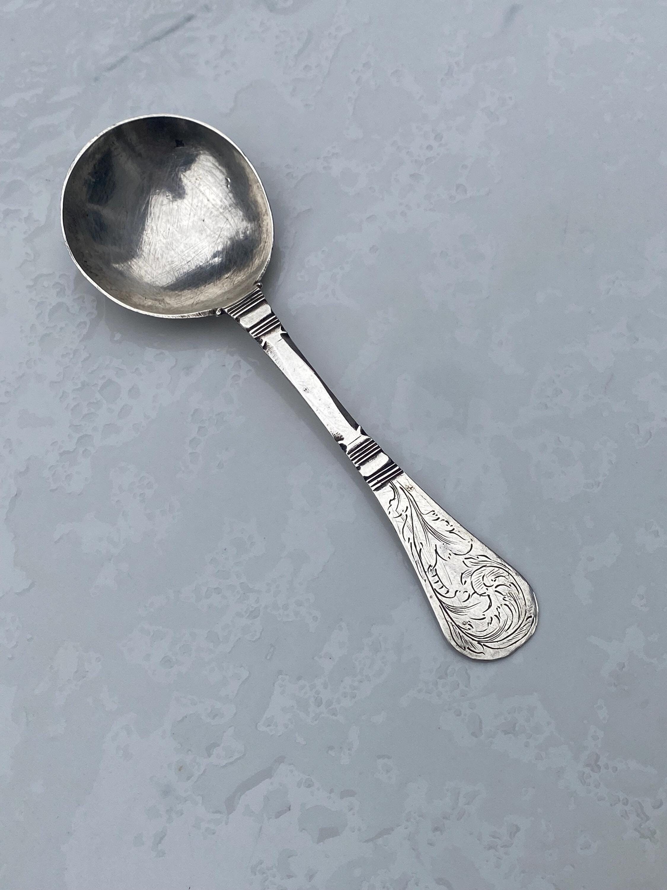 C. 1720 Splendid Norway Silver Spoon With Hand Engraved Patterns