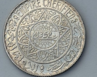 1932 Morocco 10 Franc Silver Coin Mohammed V (Unc.)