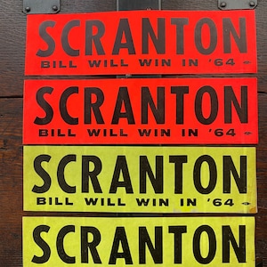 1964 Bill Scranton Original Unused Political Sticker Pennsylvania Governor Race
