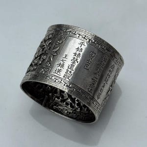 C. 1900 Chinese Export Silver Napkin Ring with Birds
