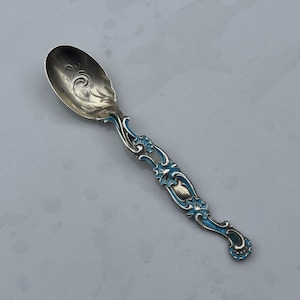 1895 Sterling Silver Enameled Plique a Jour Demitasse Spoon by Whiting