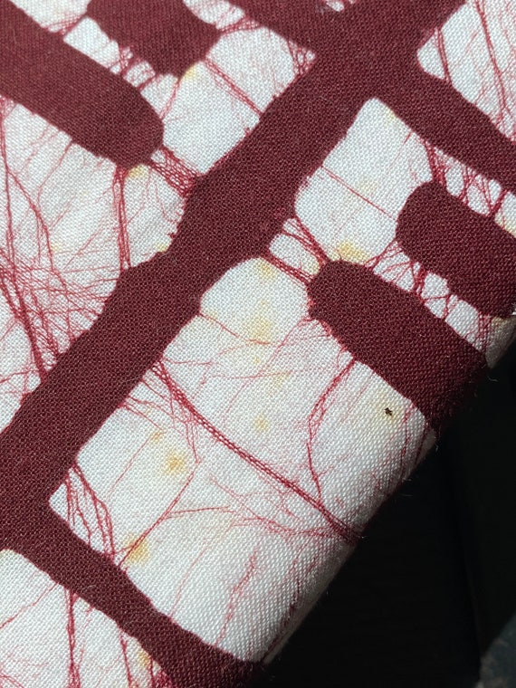 Japanese Wax Batik Cotton Obi or Sash in Burgundy… - image 6