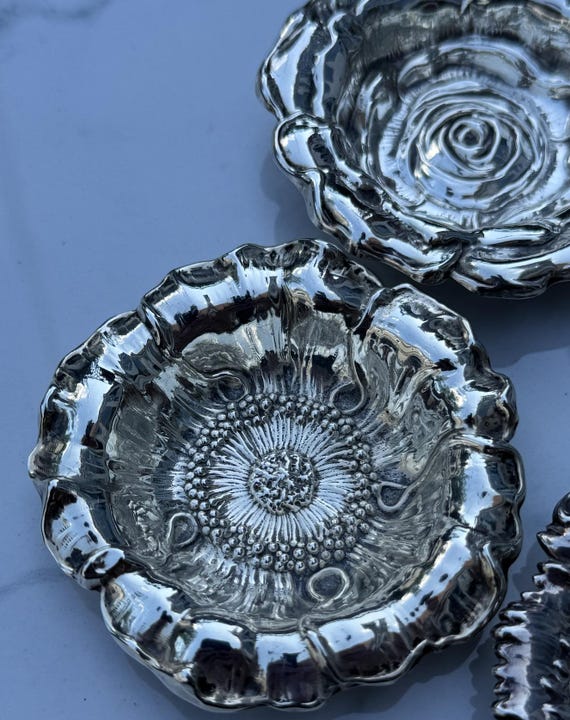 C. 1940 Sterling Silver Repousse Gorham Nut Dish Set of Four