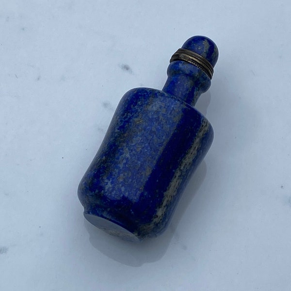 Vintage Carved Rock Lapis Lazuli Snuff Bottle