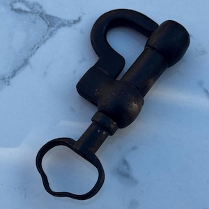 May include: A black metal snap hook with a spring-loaded gate and a swivel base. The hook has a rounded shape and a matte finish, suitable for various applications.