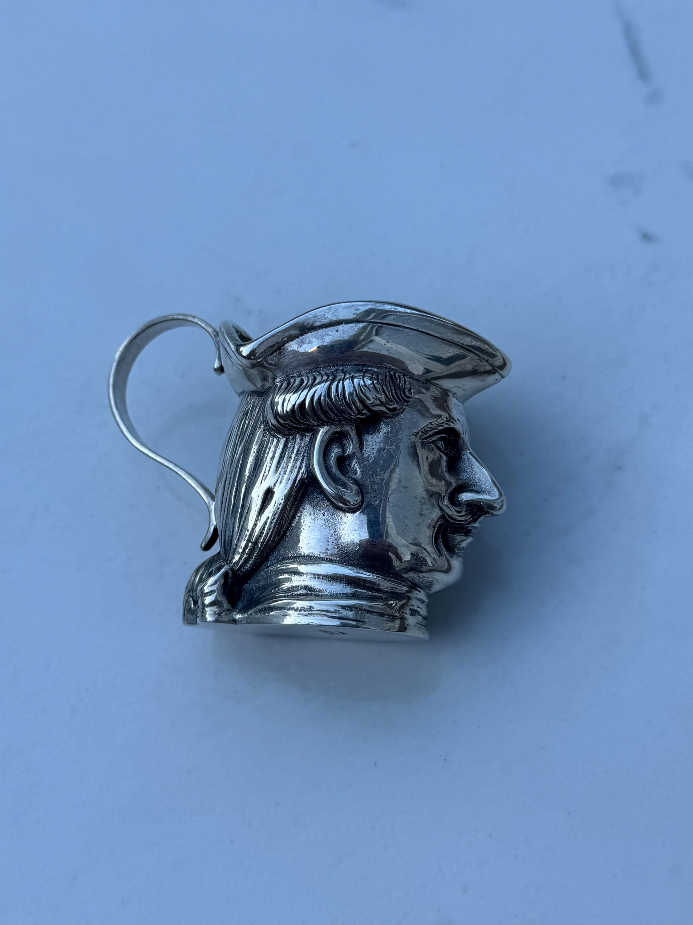 C. 1940-1960 Sterling Silver Toby Jug Creamer Man With Mustache