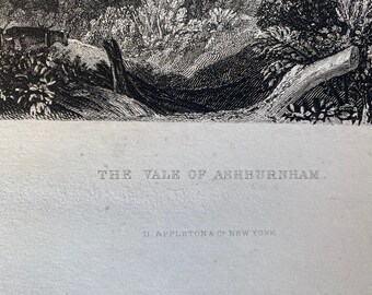 1879年 J M W ターナーのスチール彫刻「アシュバーナムの谷」（D