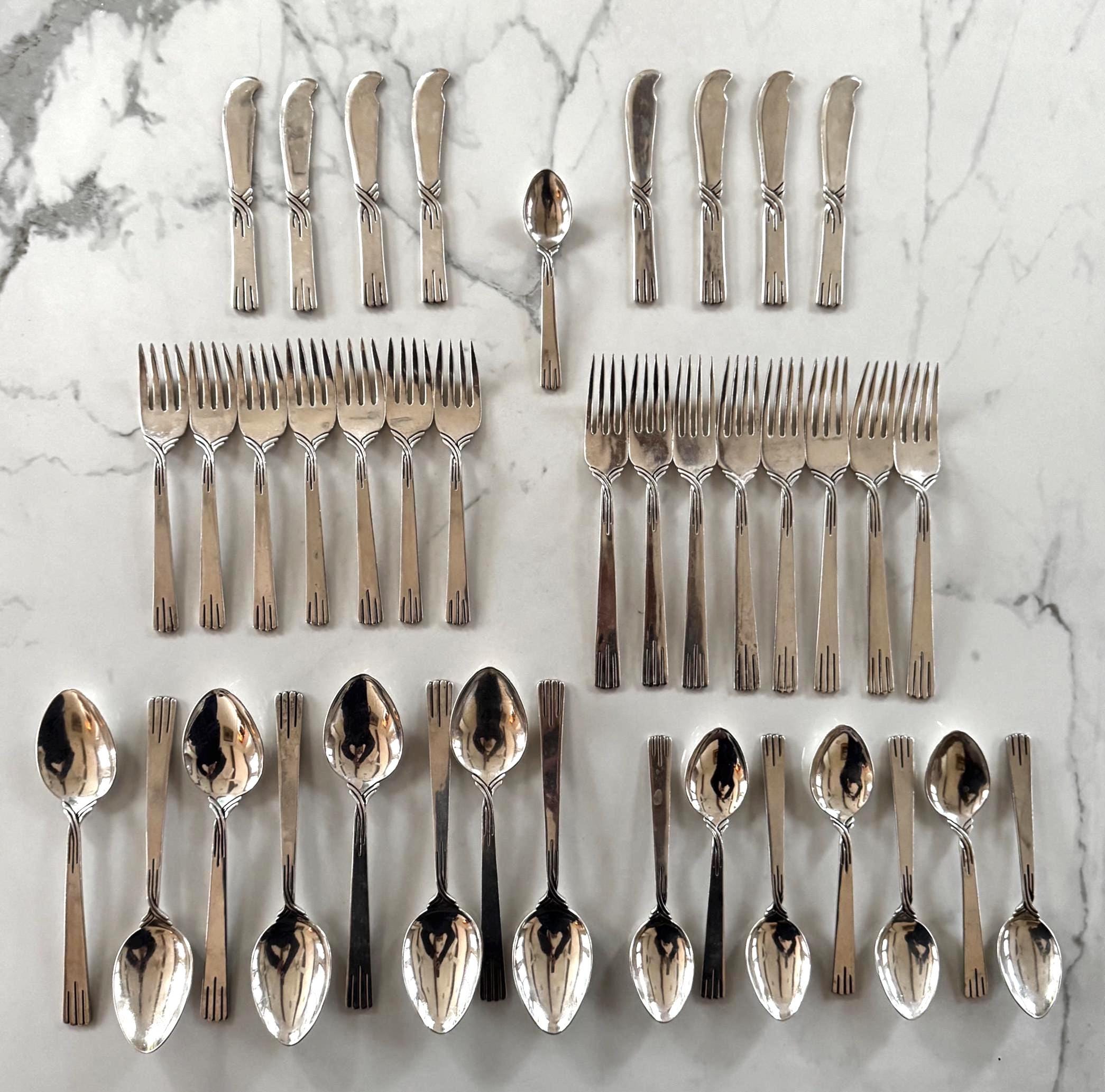 1940 Pedro Castillo Taxco Sterling Silver Flatware Set – 38 Pieces