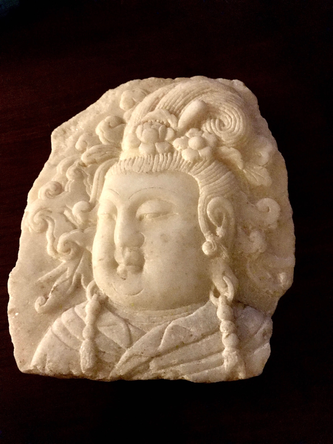 中国彫刻大理石観音（観音）石板の断片浅浮き彫り - Etsy 日本