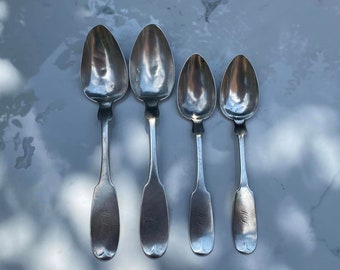 1850-60 Mobile Alabama  Coin Silver Tablespoon Two Pairs (4) 'Mc L.' by L'Hommedieu and Conning