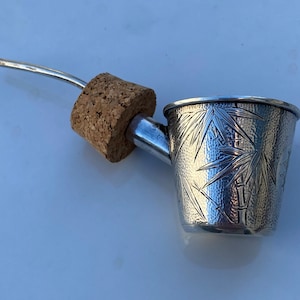 1910 Chinese Export Silver Jigger Bottle Stopper Sterling Silver Shot Measure