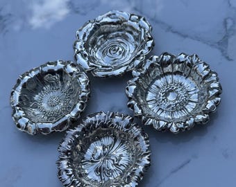 c. 1940 Sterling Silver Repousse Gorham Nut Dish Set of Four Flower Form (865, 866, 867, 868)