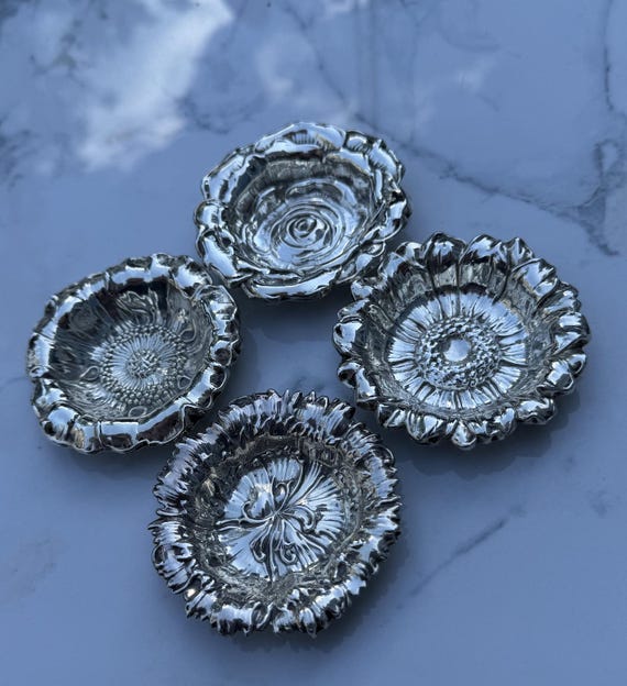 C. 1940 Sterling Silver Repousse Gorham Nut Dish Set of Four