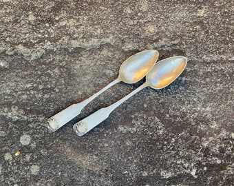 Ca 1875 12 Loth Silver German Teaspoon Pair