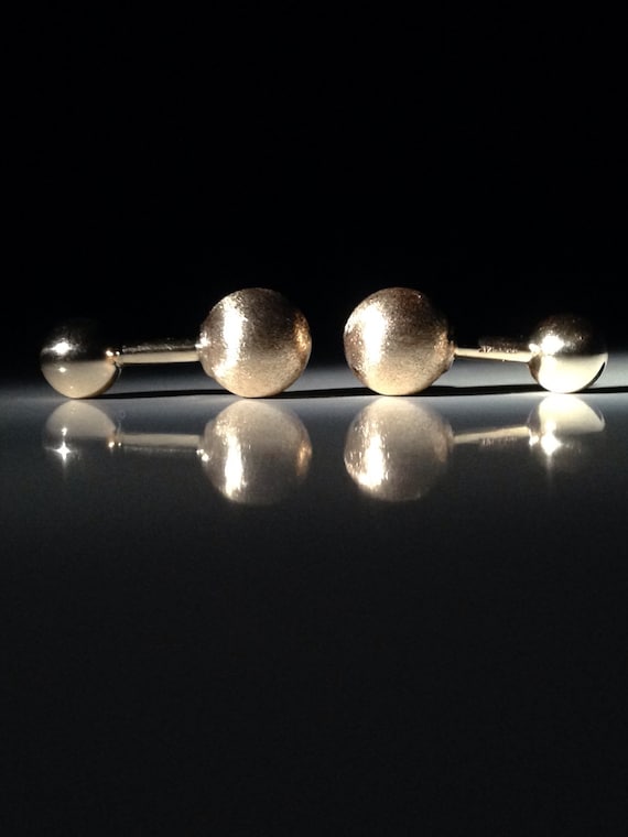 14K Gold Barbell Cufflinks by Jost - Husband Gift