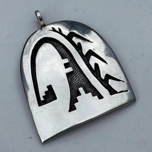 Hopi Sterling Silver Pendant Overlay Corn Stalk and Arch
