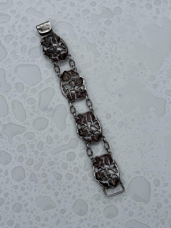 Vintage Sterling Silver Dancraft Panel and Link Bracelet 6.5