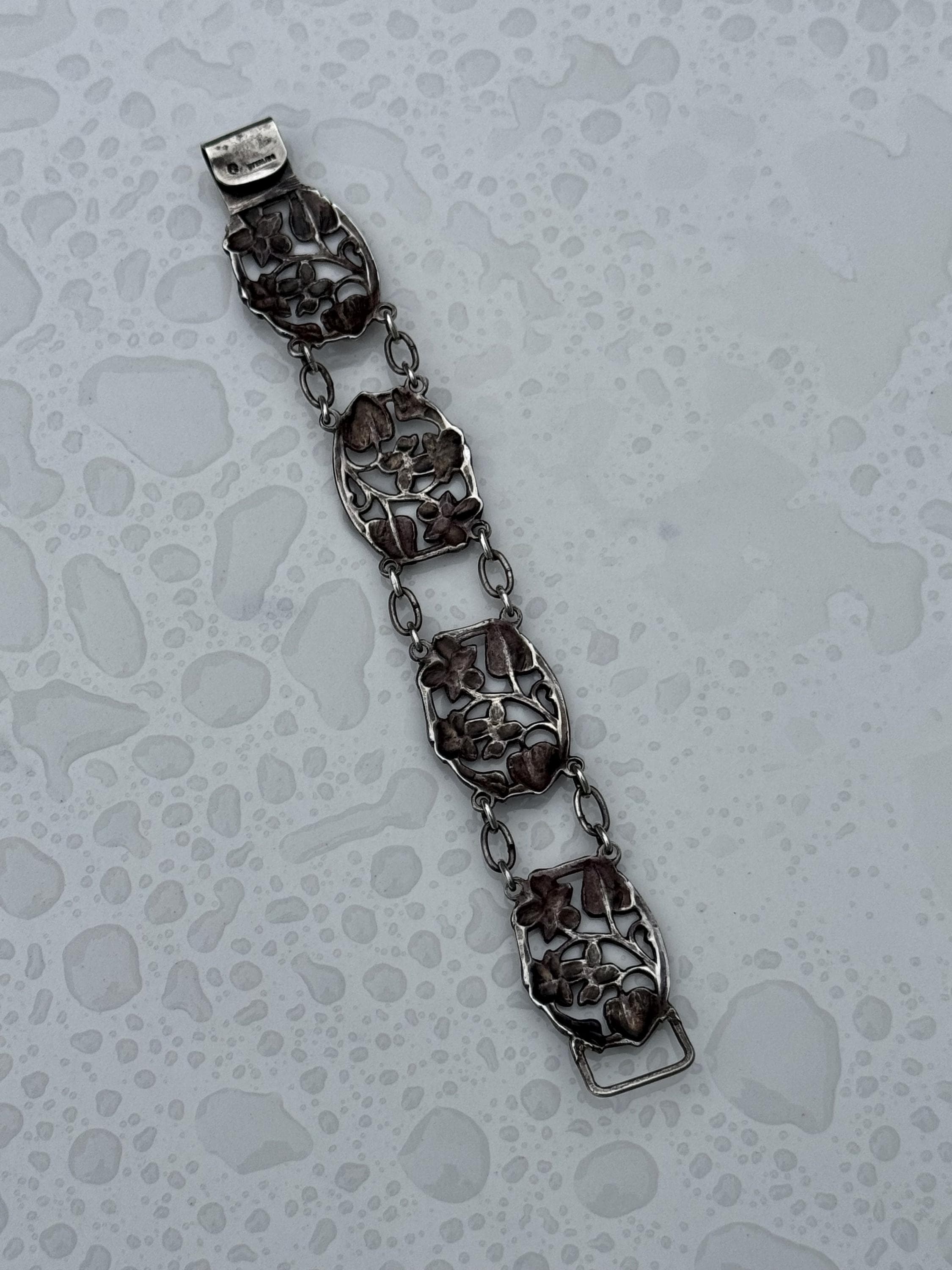 Vintage Sterling Silver Dancraft Panel and Link Bracelet 6.5