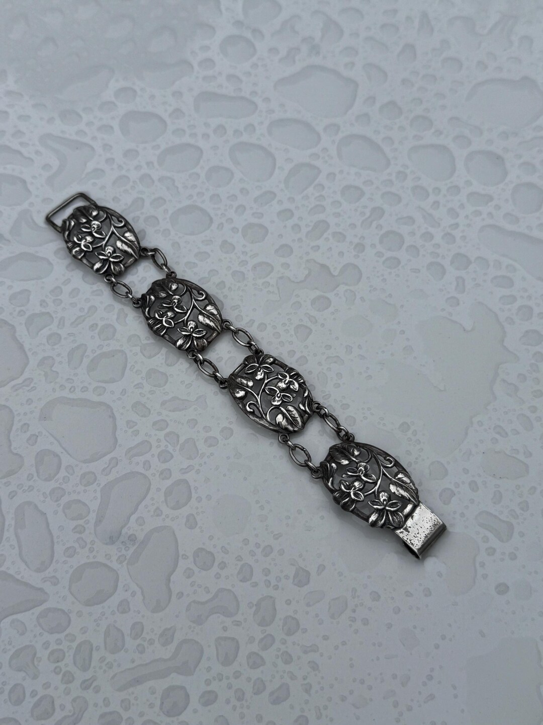 Vintage Sterling Silver Dancraft Panel and Link Bracelet 6.5