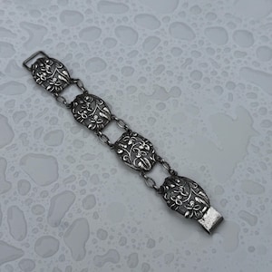 Vintage Sterling Silver Dancraft Panel and Link Bracelet 6.5&quot;