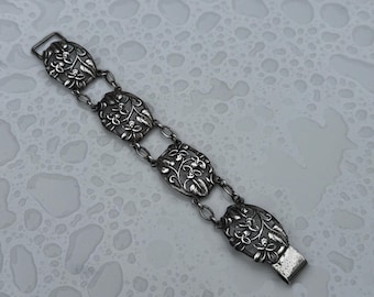 Bracciale Dancraft vintage in argento sterling con pannello e maglie, 6,5" (27 g)