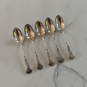 1870 American Sterling Silver John R Wendt Demitasse Spoon Set of Five (5)