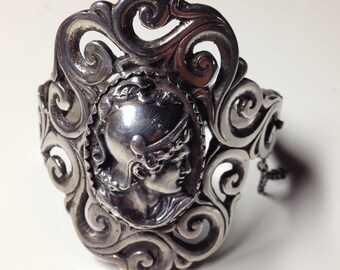 1920 Mexican Sterling Silver Art Nouveau Cuff Bracelet
