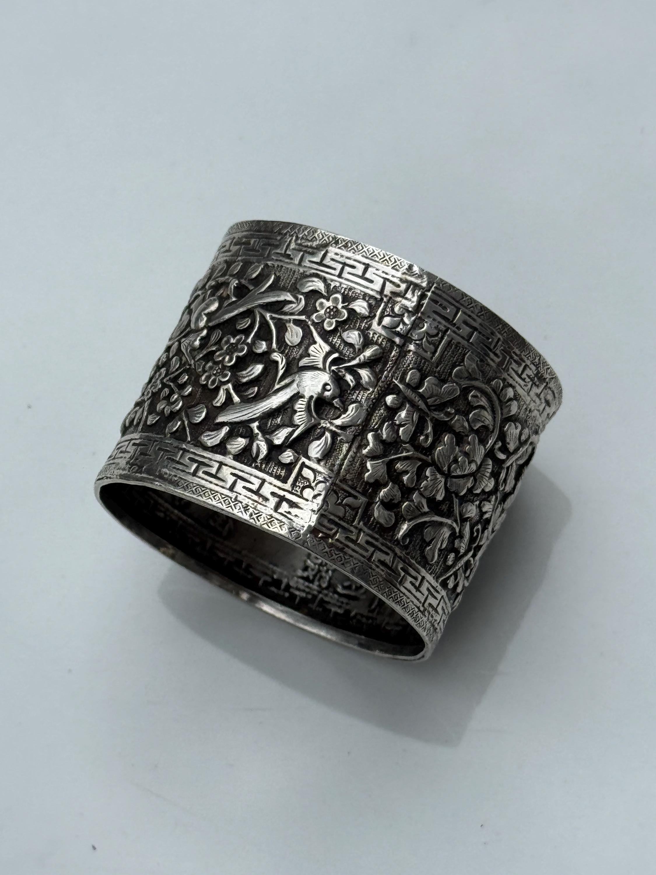 1900年頃 中国輸出銀製鳥モチーフナプキンリング（18g） - Etsy 日本