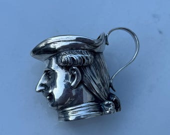 C. 1940-1960 Sterling Silver Toby Jug Creamer Man With Mustache