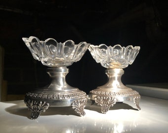 1832-38 Jean-François Veyrat Sterling Silver Salt Cellar Pair