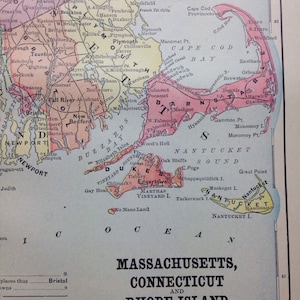 1897-Karte von Massachusetts, Meterware, Rhode Island (Nantucket, Martha's Vineyard, Boston)
