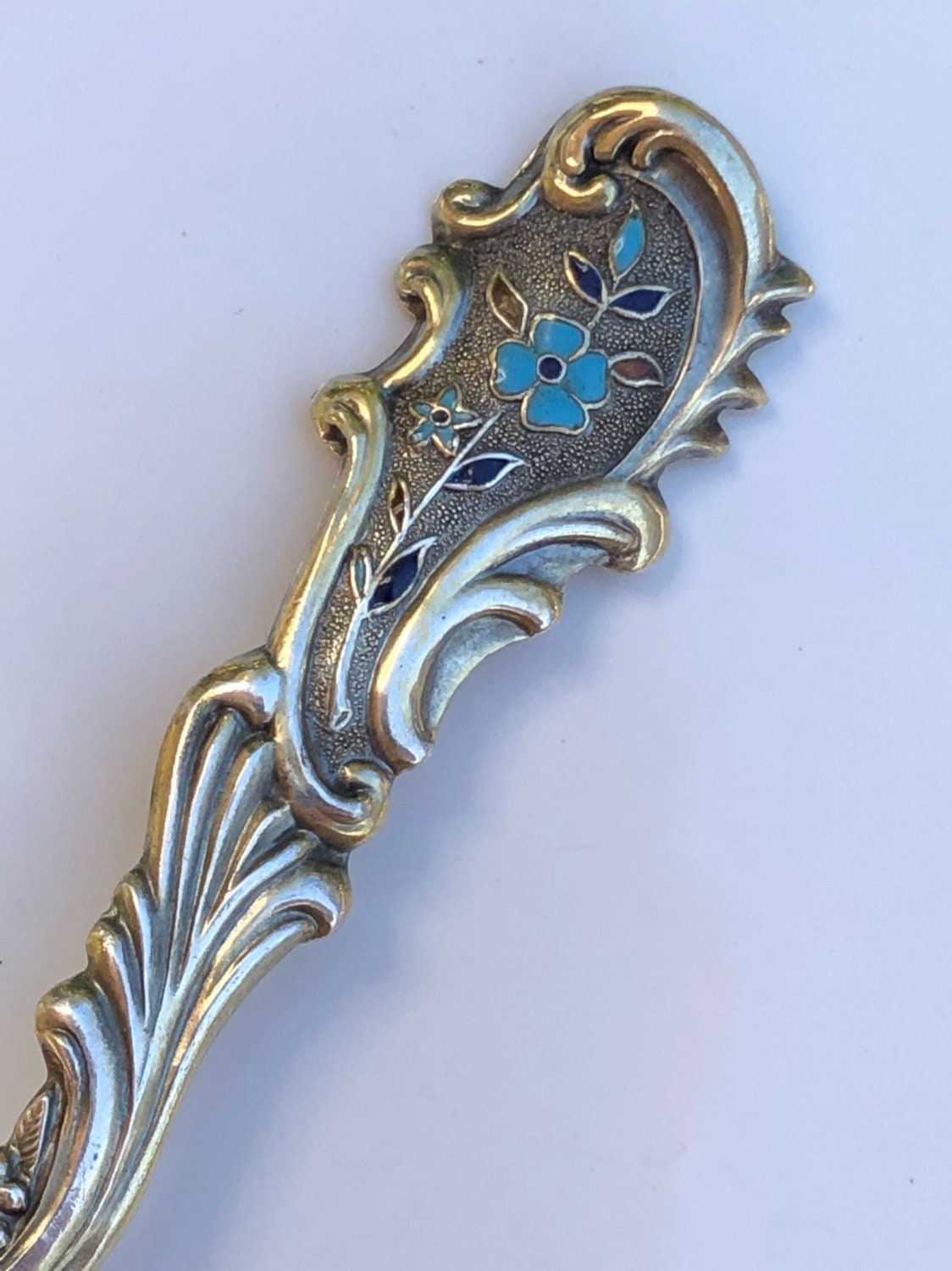 ノルウェー産スターリングシルバーとエナメルのシュガースプーン（18