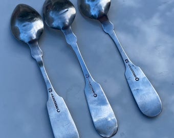 1833-60 Coin Silver Teaspoon Set of Three (3) by Orlo Jackson
