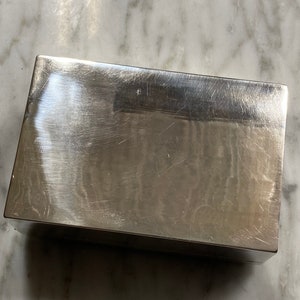Cambodian Solid Silver Lidded Cigarette Box with Wood Inset